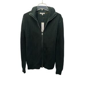 Alex Mill Wright Cardigan Chunky Cotton Dark Spruce Green Full Dbl Zip Small NWT